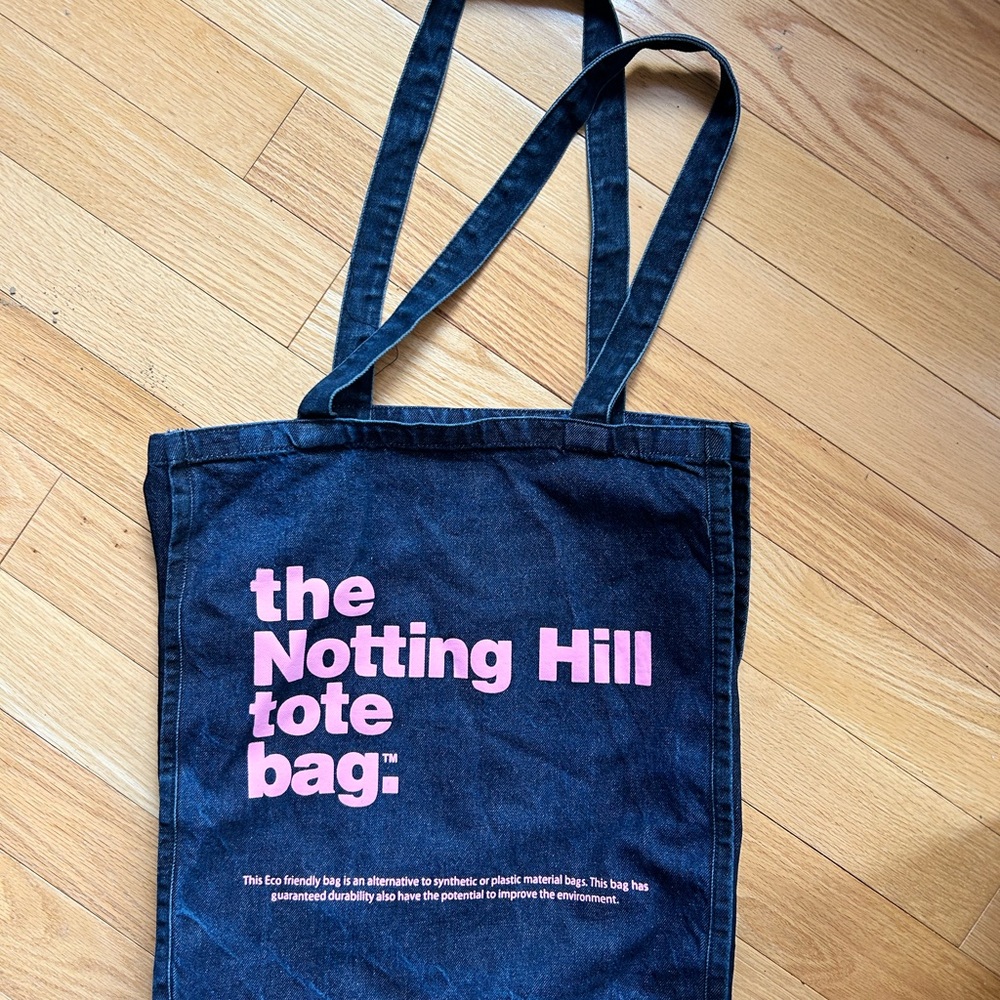 Notting Hill Tote Bag -Large- Dark Blue with Pink Print